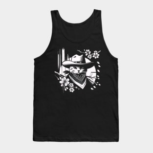 Kawaii Japanese Funny Cat Cowboy Cowgirl Meow Howdy Meowdy Tank Top